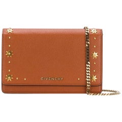 Givenchy Pandora Chain Wallet Studded Tan Leather Bag 