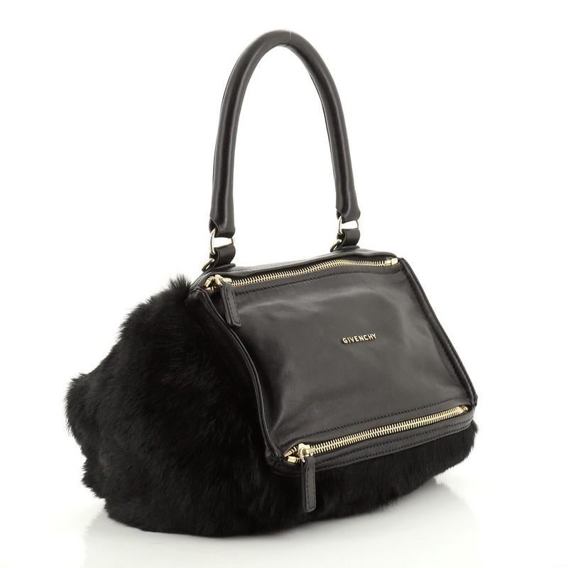 Black Givenchy Pandora Handbag Leather and Fur Medium