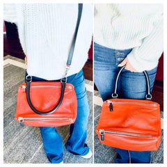 Givenchy Pandora Red Leather Small Logo Shoulder Bag