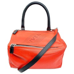 Used Givenchy Pandora Red Leather Small Logo Shoulder Bag