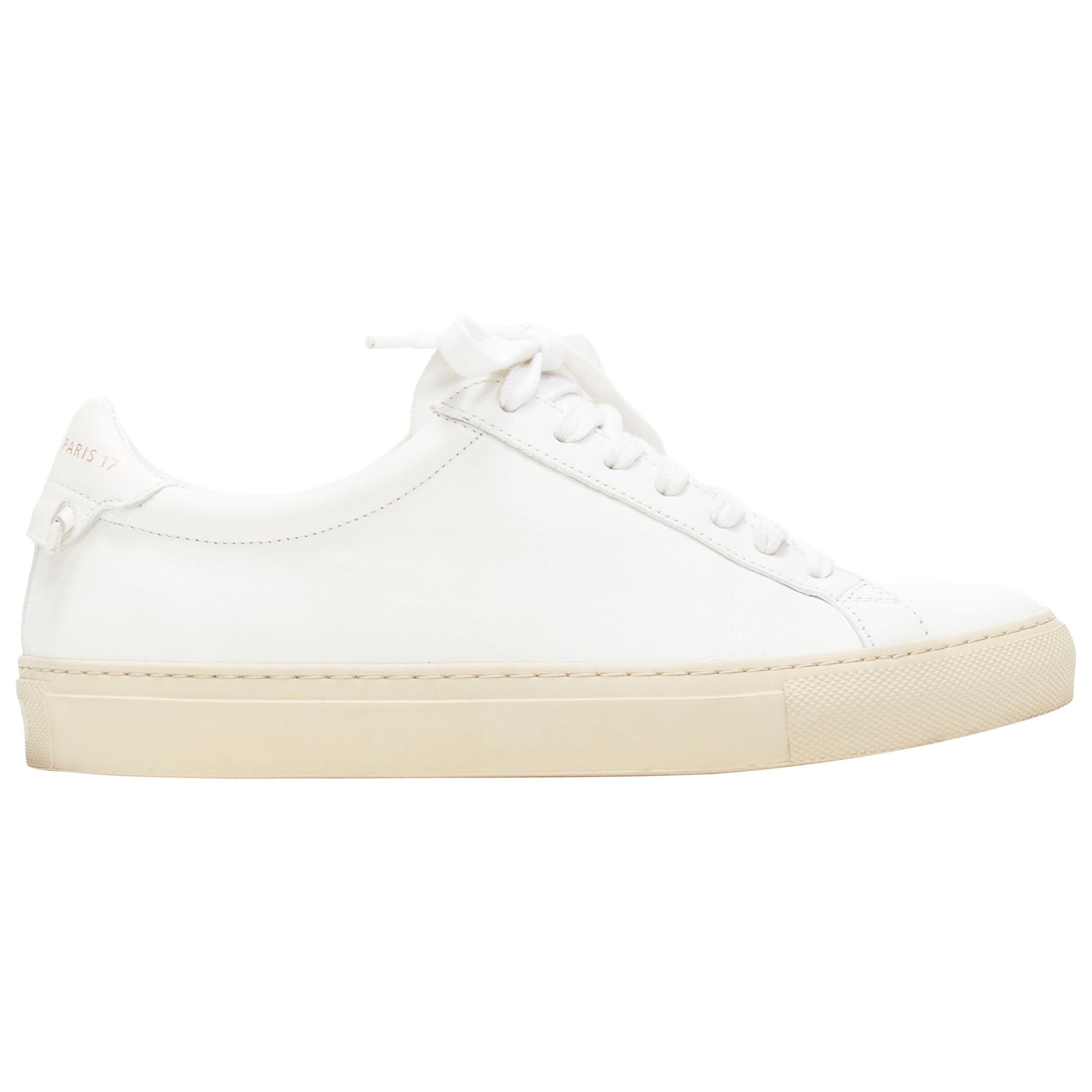 GIVENCHY Paris 17 white leather lace up minimalist low top sneakers EU37.5