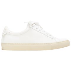 Used GIVENCHY Paris 17 white leather lace up minimalist low top sneakers EU37.5