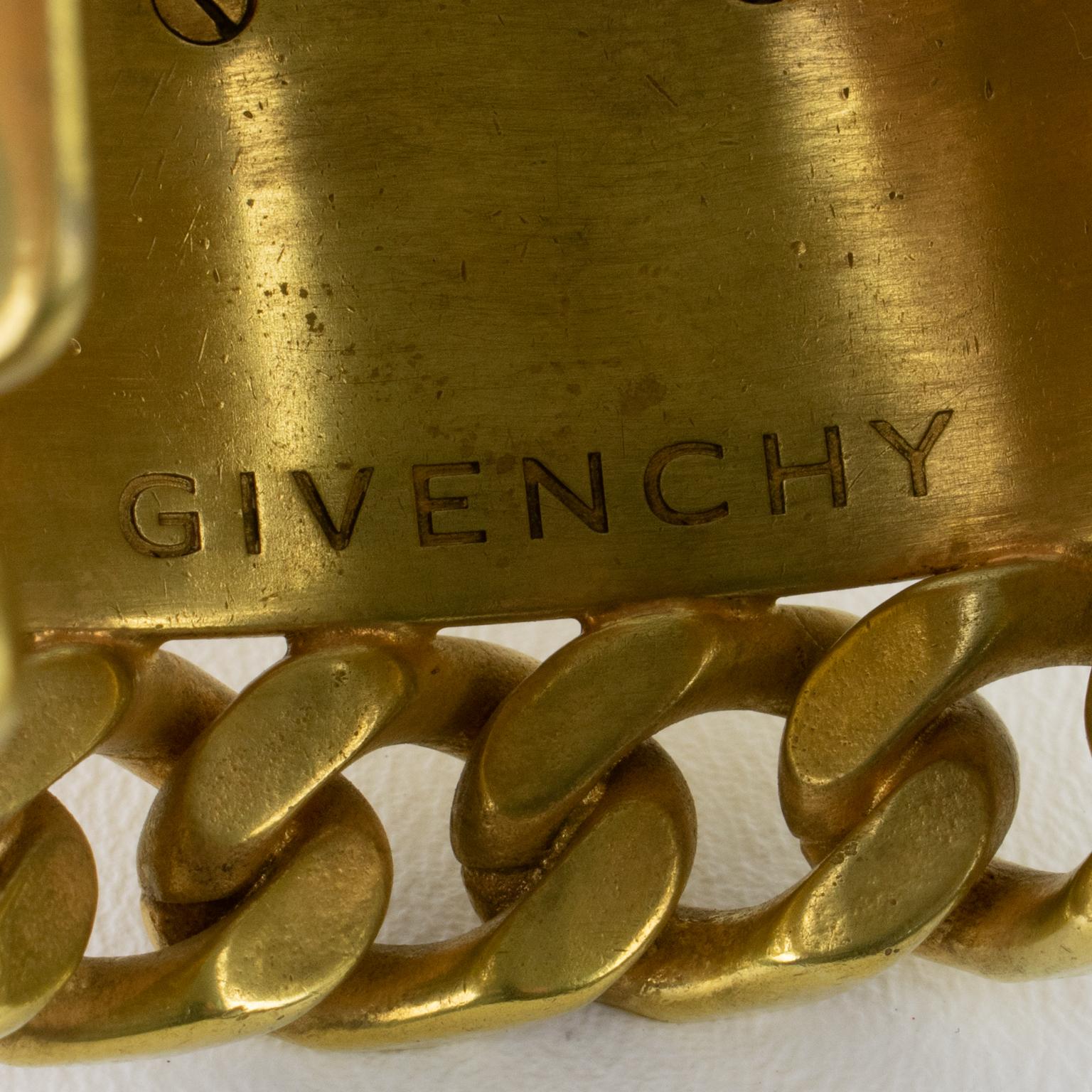 Givenchy Paris, manchette à chaînes et clous dorés en vente 3