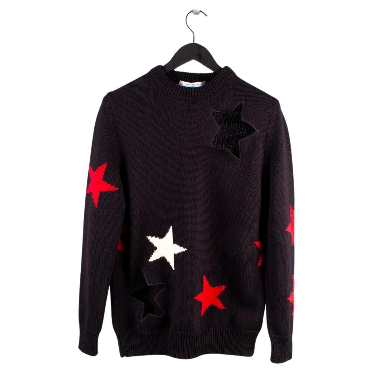 Givenchy Paris Men Sweater AW17 Knit Stars Part Cut-out, Size S/M, S530 For Sale