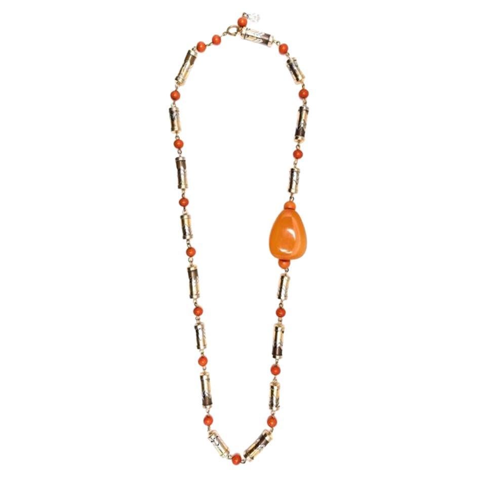 Givenchy cylindrical motifs beads necklace