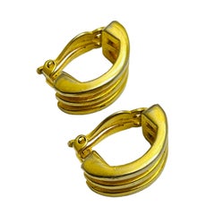 GIVENCHY Paris New York signed vintage gold designer clip on earrings