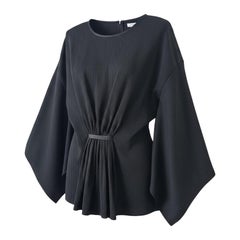 Givenchy Paris Riccardo Tisci '14 Textura Seda Blusa Manga Kimono FR 38 Negro