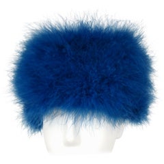 Givenchy Paris Retro Blue feathered hat, 1950s 1960s 
