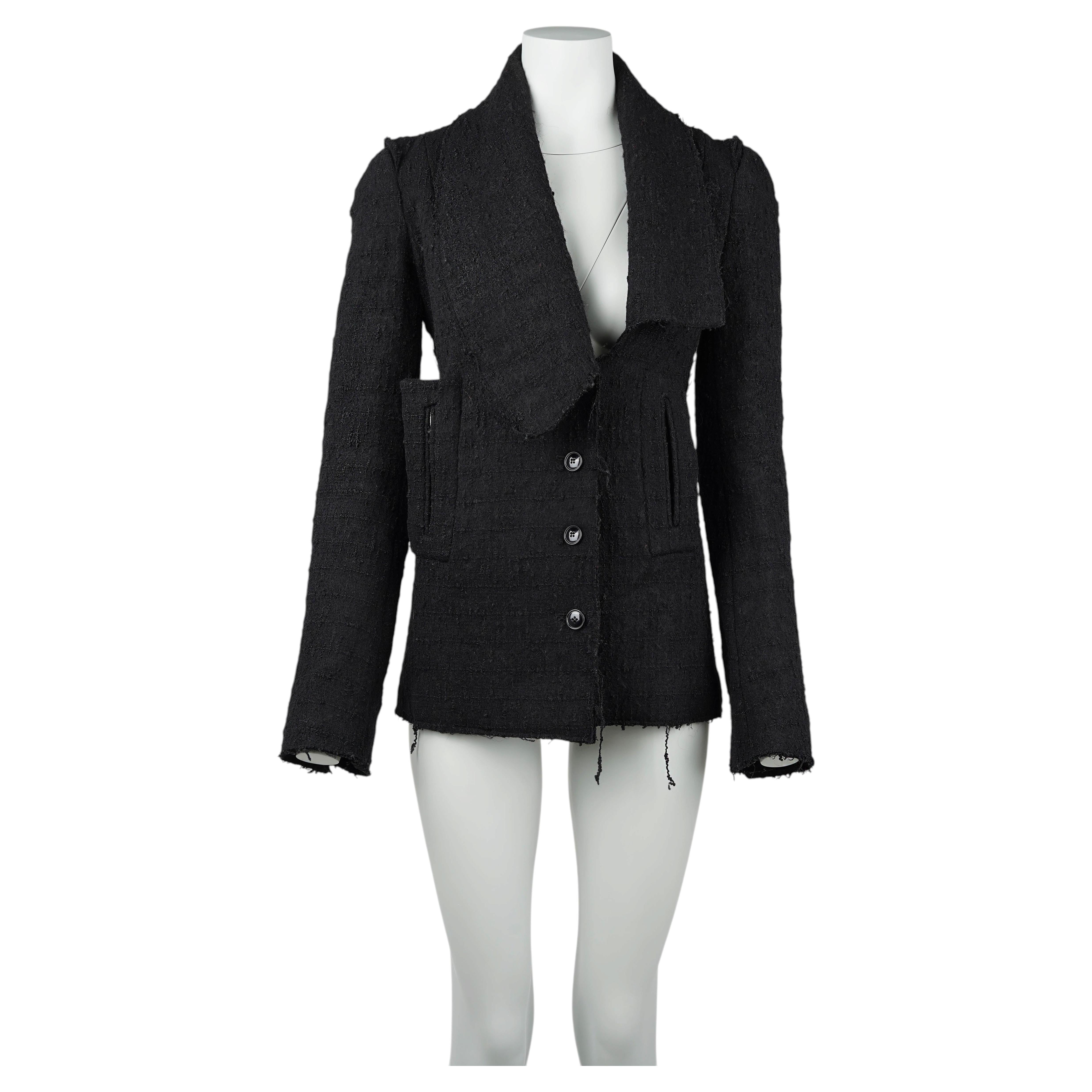 Givenchy Paris Winter 2006 Textured Wool Blazer with Raw Edge Finish Size 36