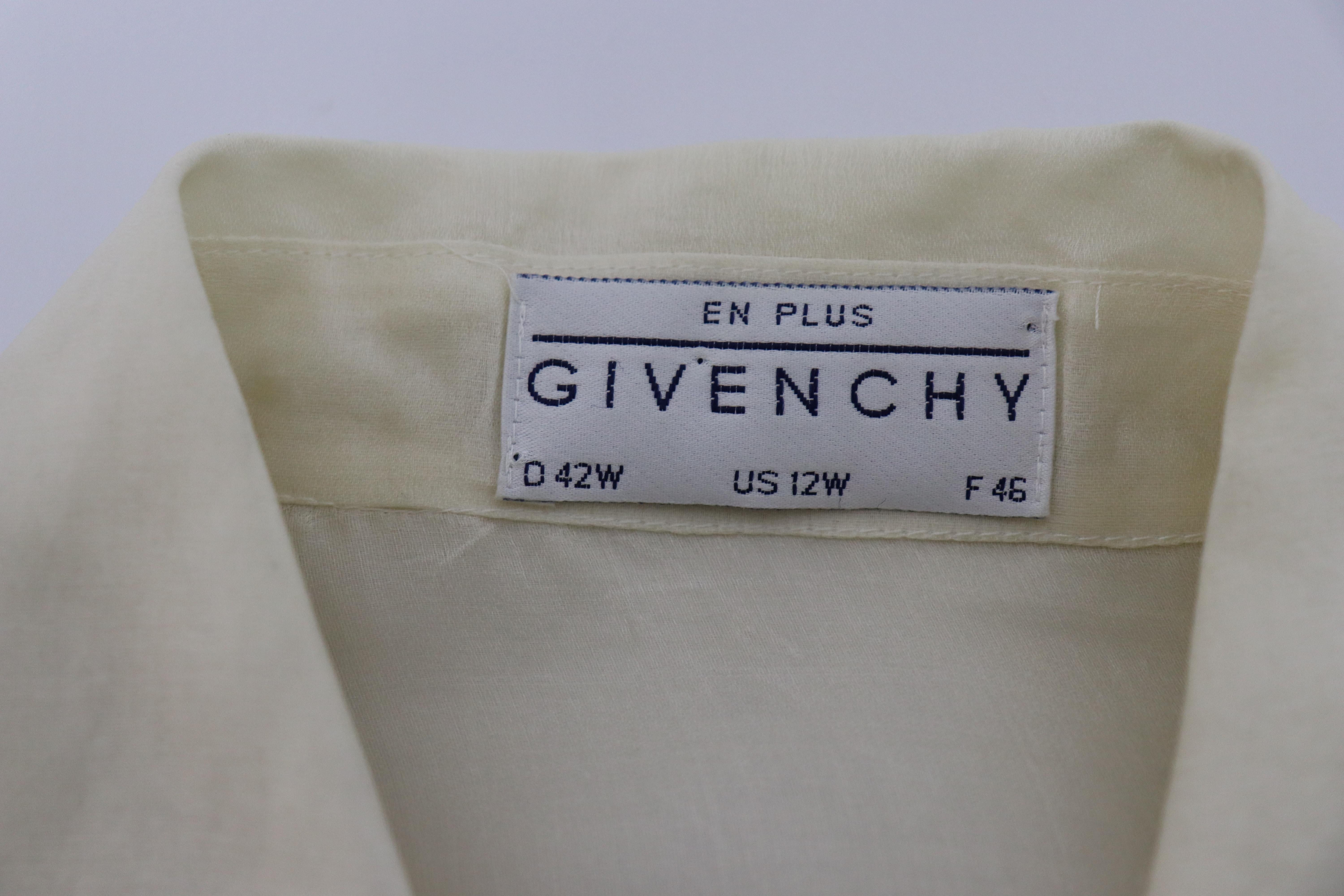 Givenchy Pearl Off-white Iridescent Sheer Lightweight Collared Button-up Shirt In Excellent Condition For Sale In Amman, JO