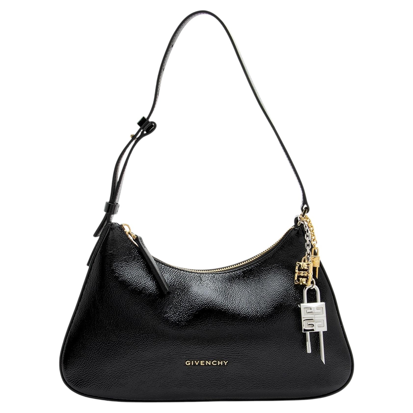 Givenchy Pebbled Patent Leather Lucky Lock Small Shoulder Bag For Sale