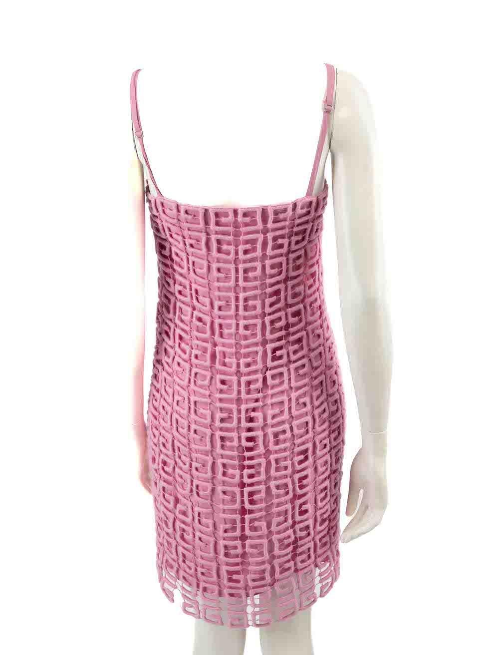 Givenchy Pink 4G Layered Guipure Mini Dress Size S In Good Condition For Sale In London, GB