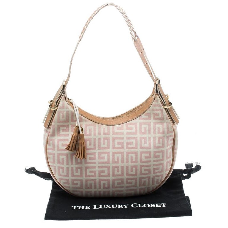 Givenchy Pink/Beige Signature Canvas and Leather Hobo For Sale at 1stDibs