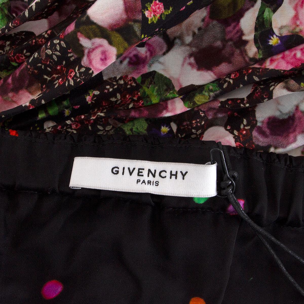 Gray GIVENCHY pink & black cotton FLORAL STRAPLESS POPLIN Dress S For Sale