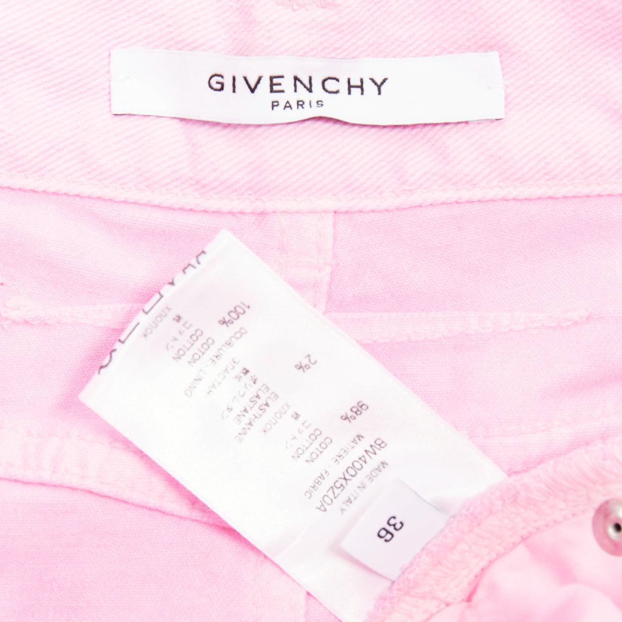 GIVENCHY Rosa Creme Bleiche Patchy Dye Baumwolle Denim kurzer Rock FR36 S im Angebot 3