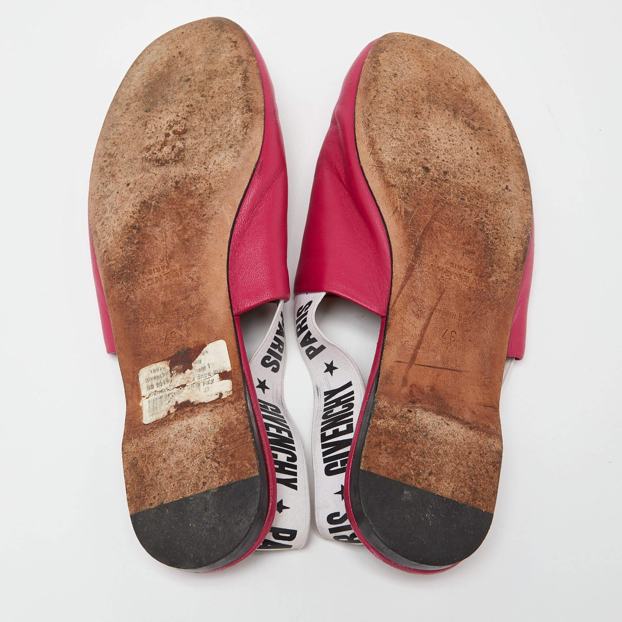 Givenchy Pink Leather Rivington Slingback Flats Size 37 For Sale 2