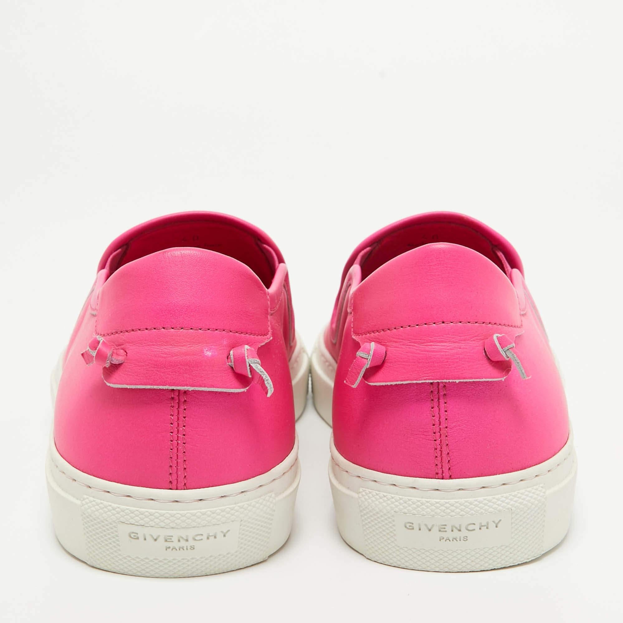 Givenchy Pink Leather Slip On Sneakers Size 40 For Sale 2