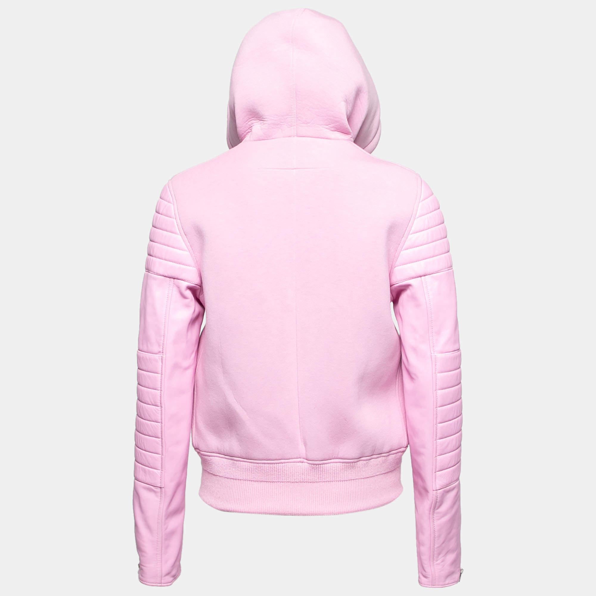 Feal comodo e alla moda con questa felpa con cappuccio con zip di Givenchy. È realizzata in neoprene e pelle e sfoggia una bella tonalità rosa, perfetta per essere indossata regolarmente. Le maniche lunghe e le tasche completano questa creazione