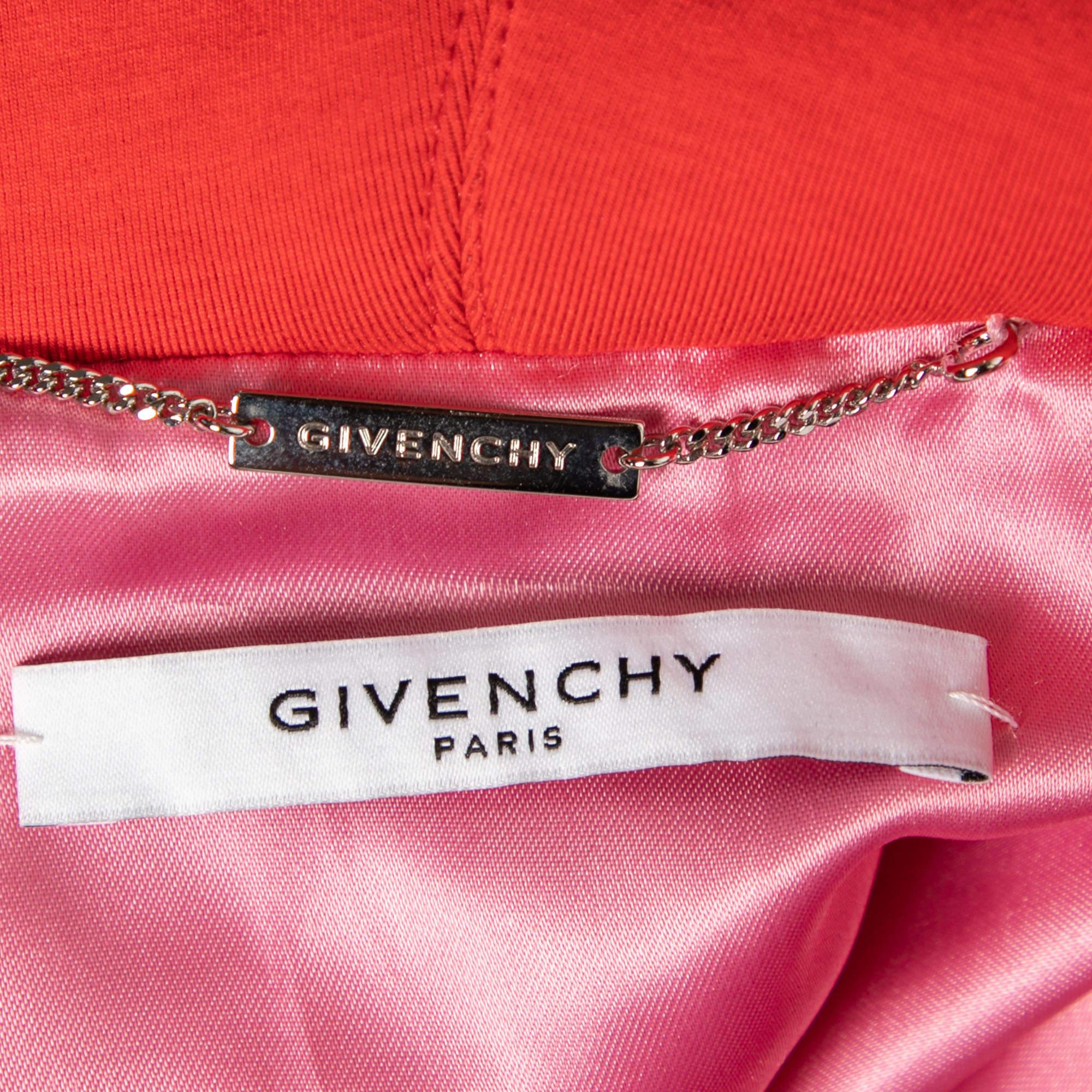 Donna Givenchy Felpa con cappuccio con zip in pelle e neoprene rosa M. in vendita