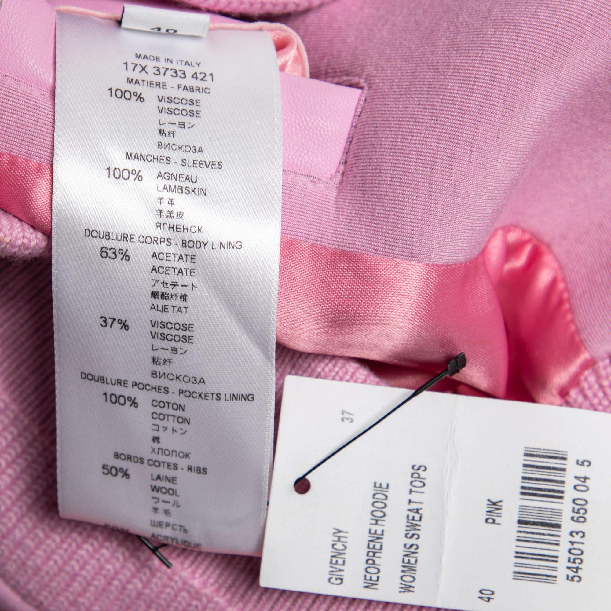 Givenchy Felpa con cappuccio con zip in pelle e neoprene rosa M. in vendita 1