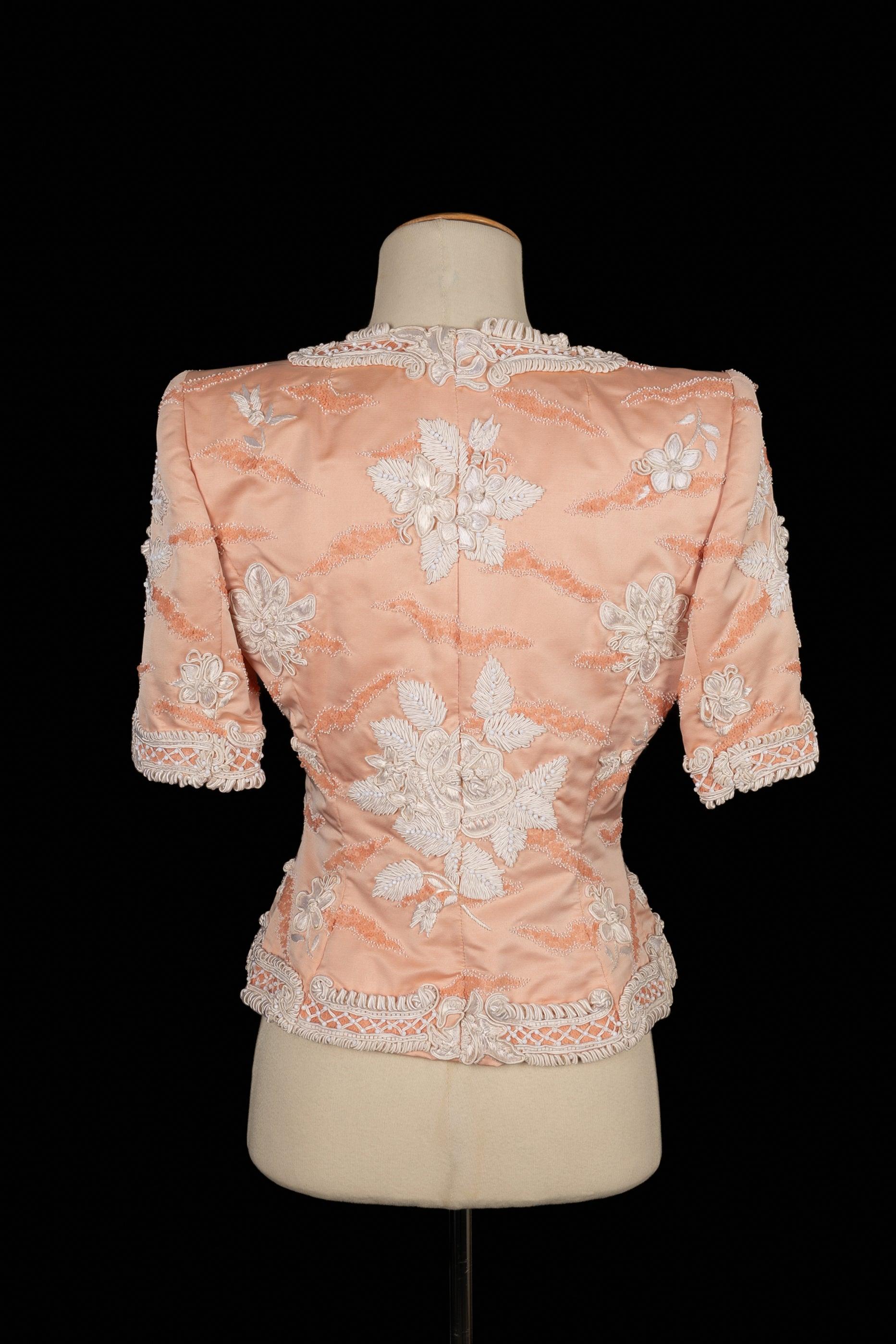 Givenchy Chaqueta rosa otomana de manga corta Alta Costura Beige