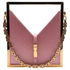 Givenchy Pink Satin Gold Frame Chain Micro Cut Out Bag