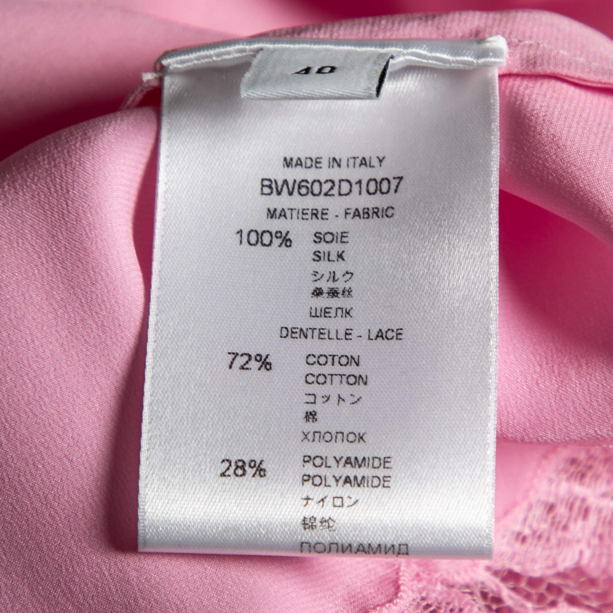 Givenchy Pink Satin Slip Cami Lace Trimmed Top M For Sale 1