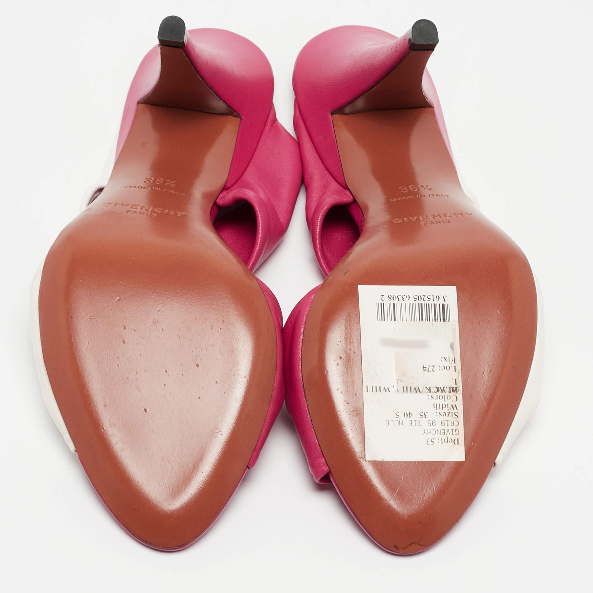 Givenchy Pink/White Leather Slide Sandals Size 36.5 For Sale 3