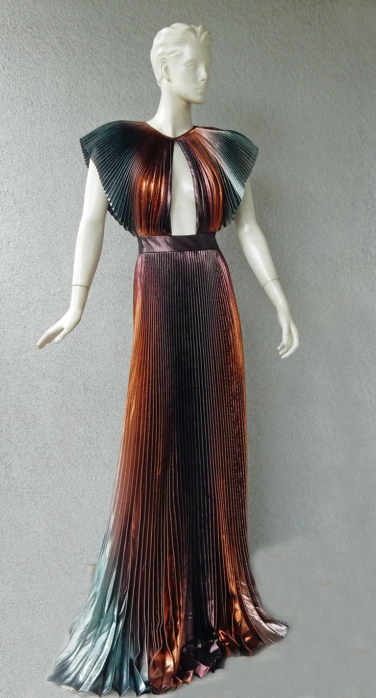 givenchy metallic pleated silk-blend gown