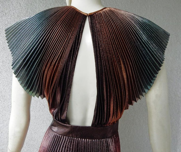 strapless open back dress Resort 2019 Givenchy by Clare Waight Keller Metallic Pleated Lame Dres –  Shrimpton Couture main image 0