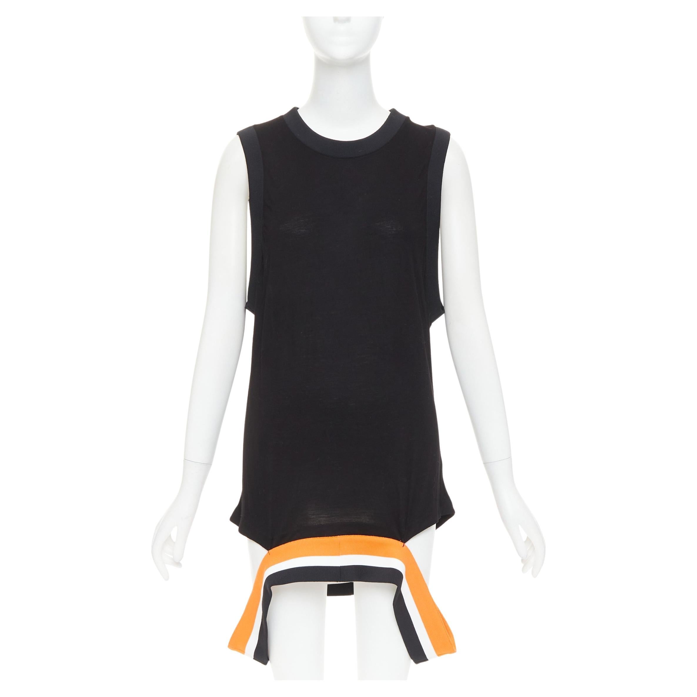 Givenchy 2014 Ribbed Hem Tunic Tank Top M Black Orange by Tisci For Sale