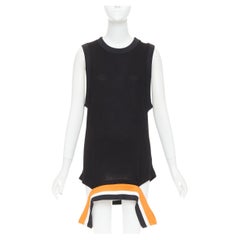 Givenchy 2014 Ribbed Hem Tunic Tank Top M Black Orange by Tisci