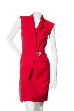 Givenchy Pre-Fall 2018 Red Wool & Mohair Padlock Wrap Dress, IT 40
