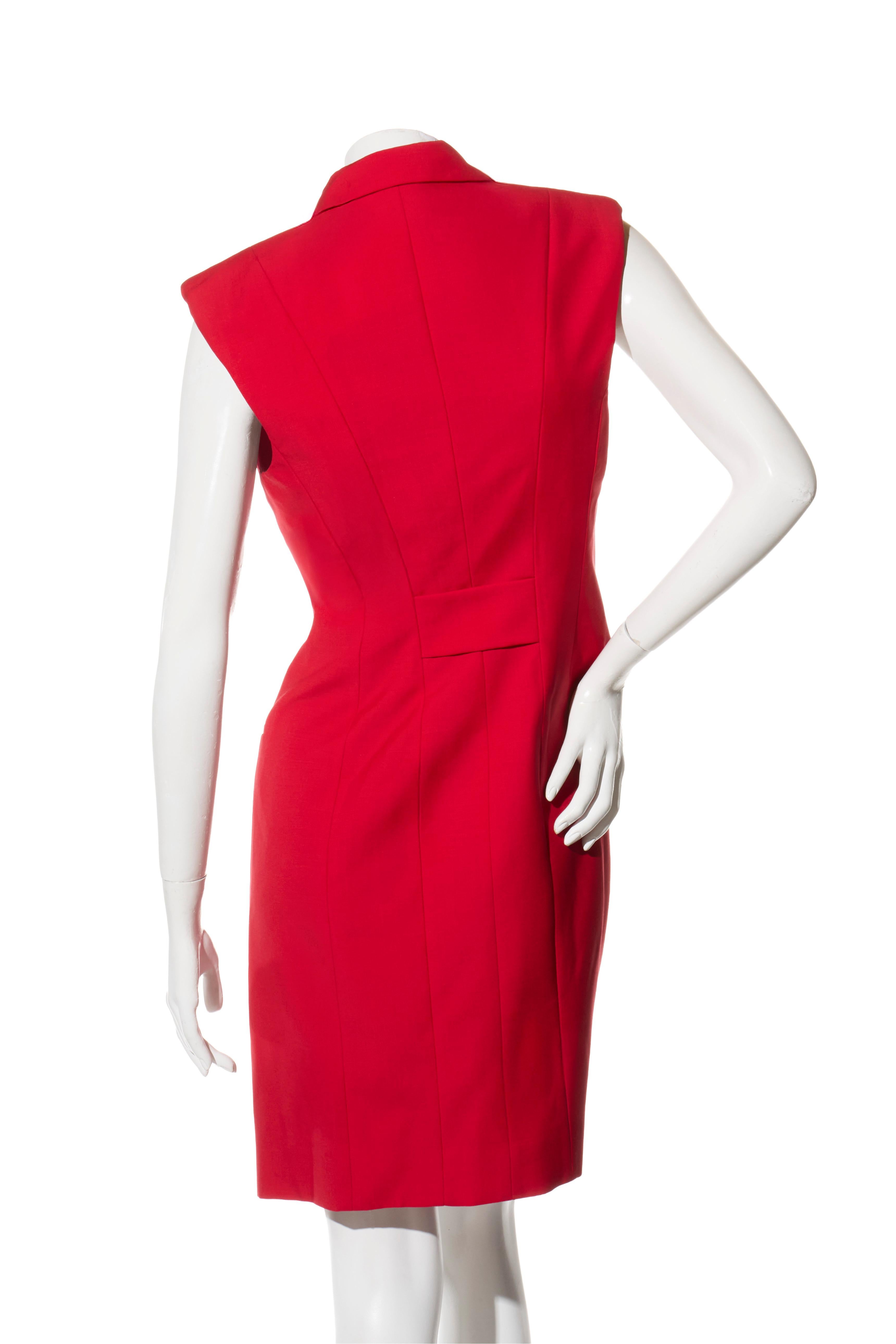 Robe portefeuille à cadenas en laine et mohair rouge Givenchy Pre-Fall 2018, IT 40 Pour femmes en vente