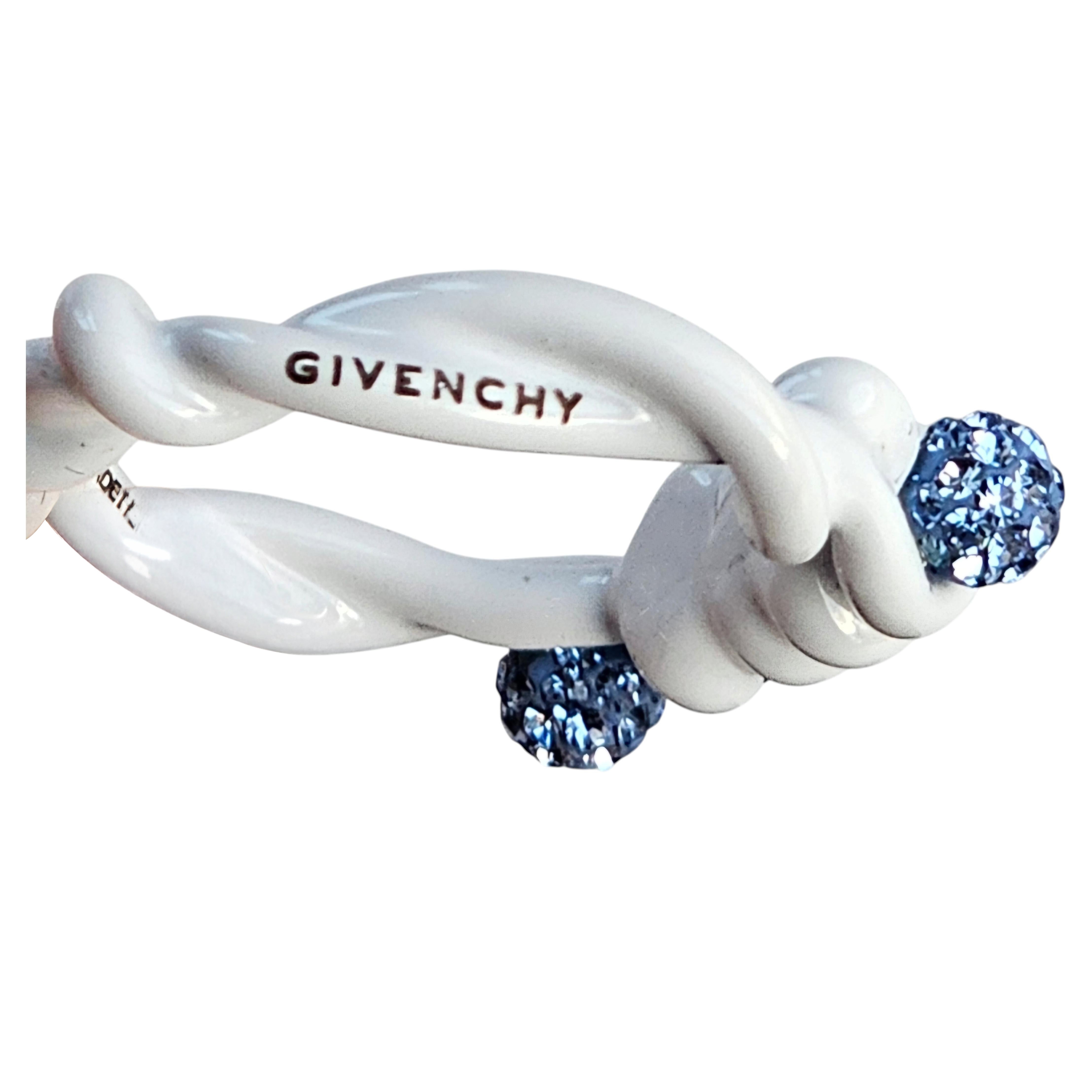 Givenchy Pre Fall 2023 Twisted rhinestone-embellished ring blue white s 58 For Sale