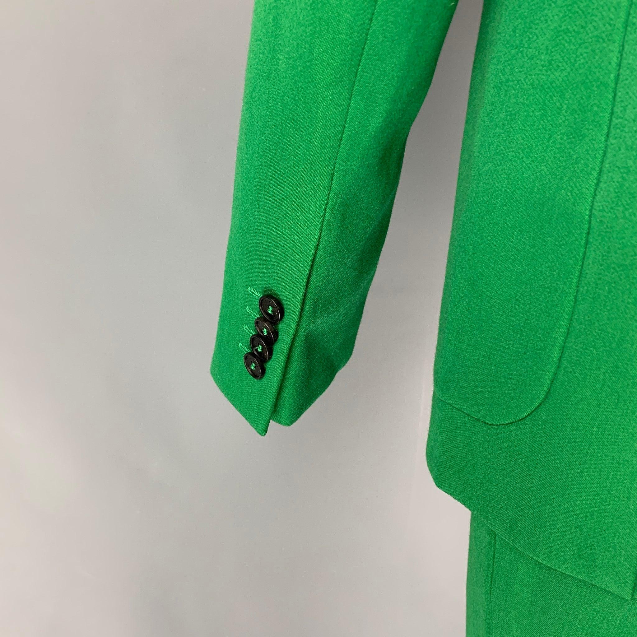 Men's GIVENCHY Pre-Spring 2020 Size 38 Green Polyester Wool Double Breasted Suit For Sale