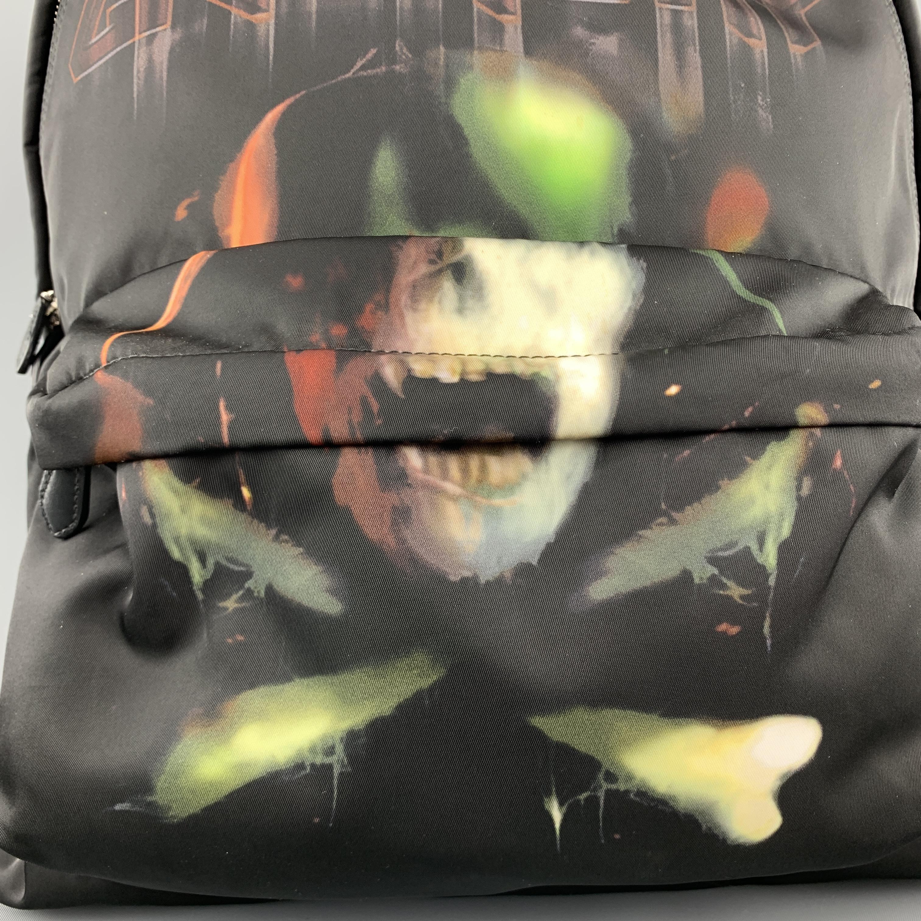 GIVENCHY Print Black Skull Crossbones Graphic Nylon Backpack In Excellent Condition In San Francisco, CA