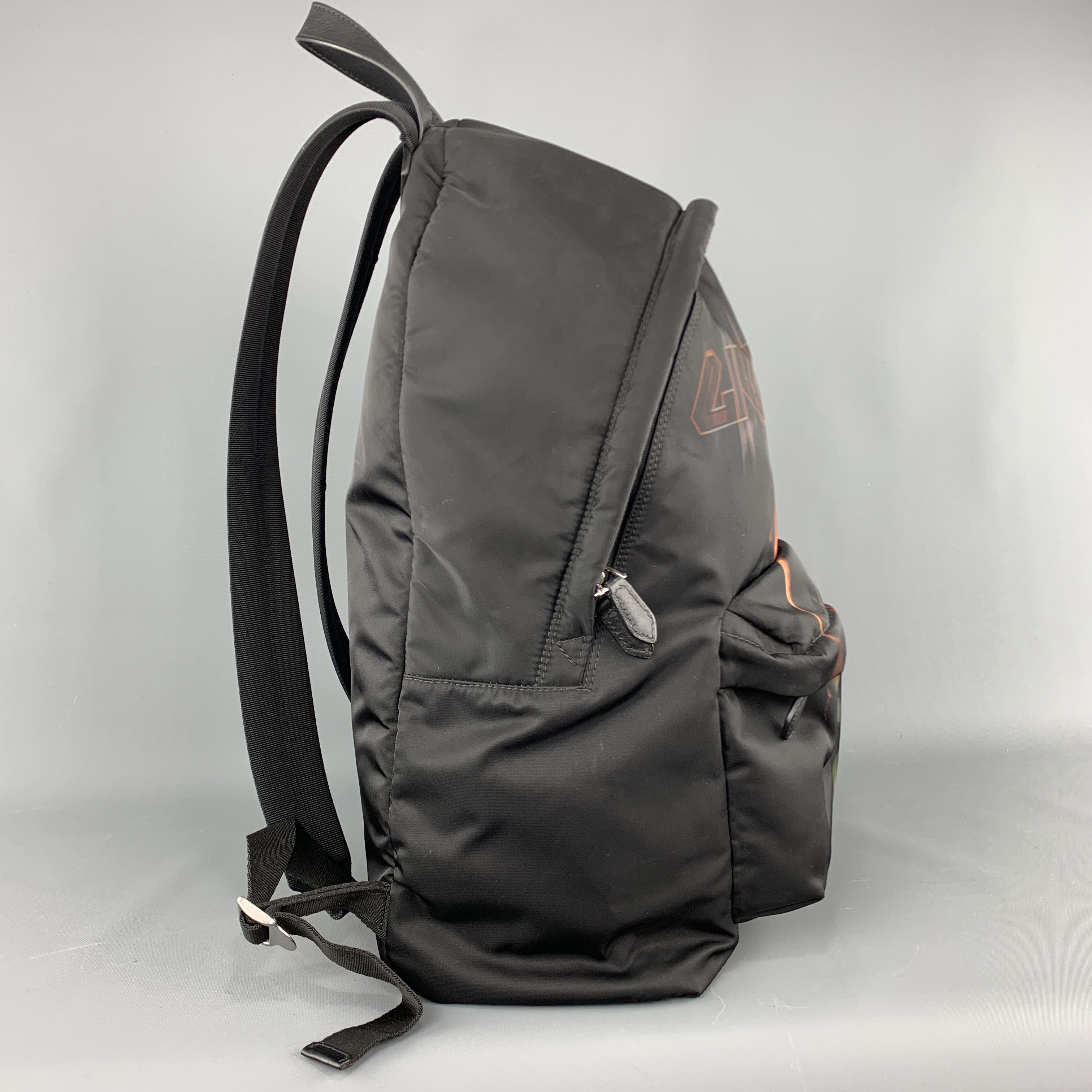 Women's or Men's GIVENCHY Print Black Skull Crossbones Graphic Nylon Backpack