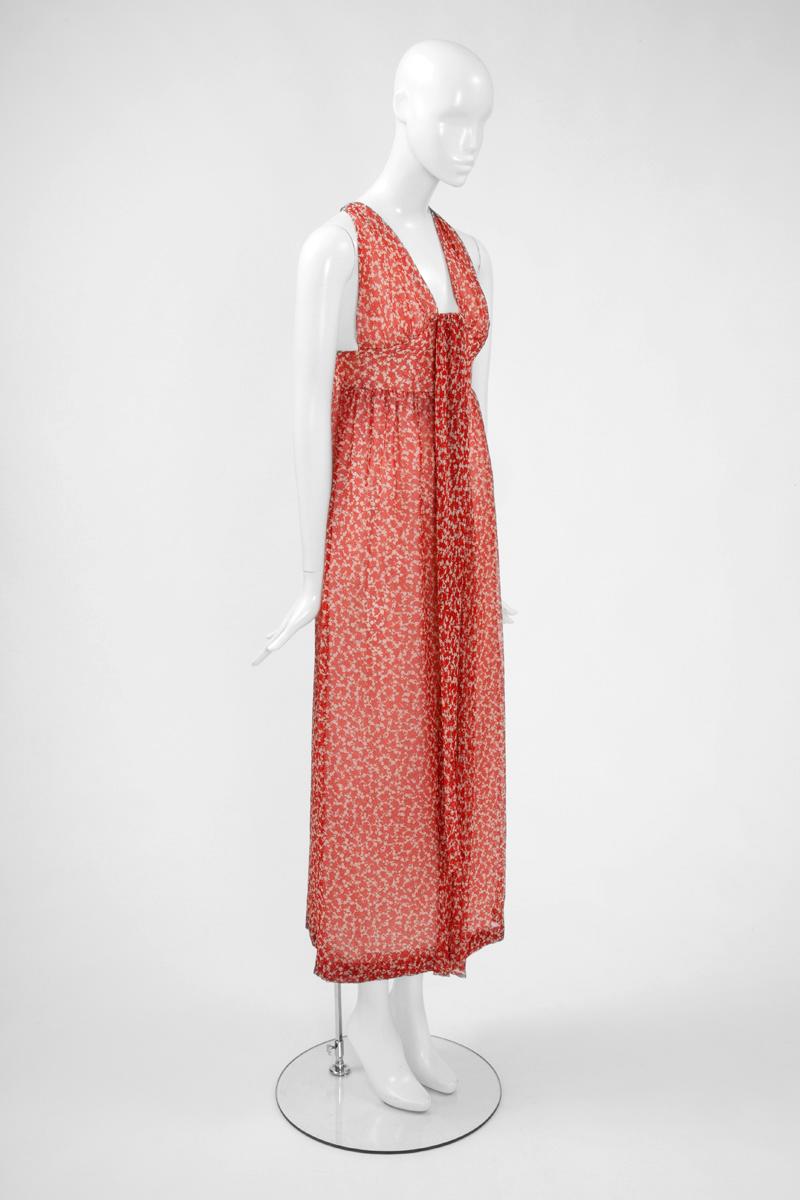 Givenchy - Robe longue plongeante imprimée en vente 1