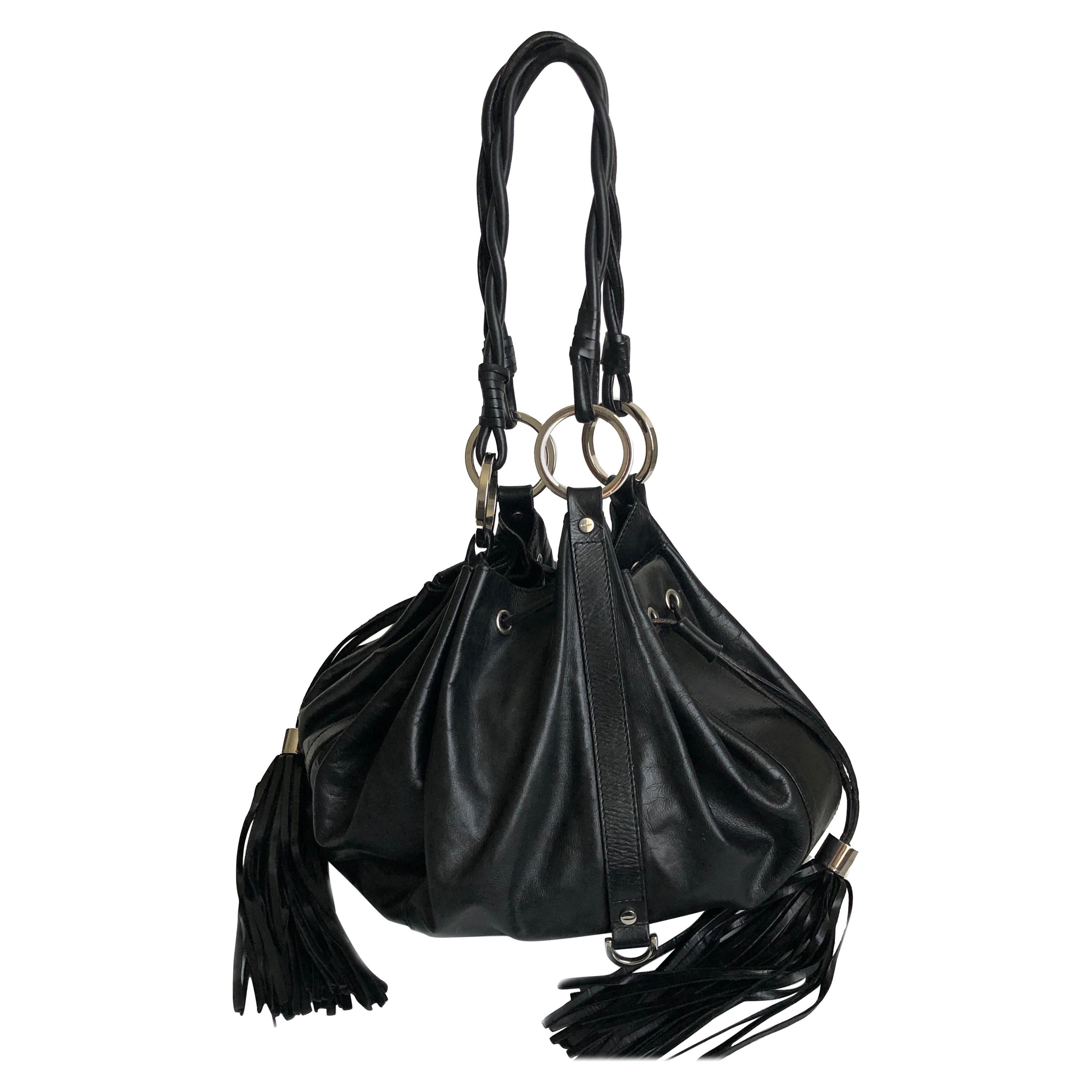 Givenchy Pumpkin Hobo Bag Drawstring Tote Black Leather 