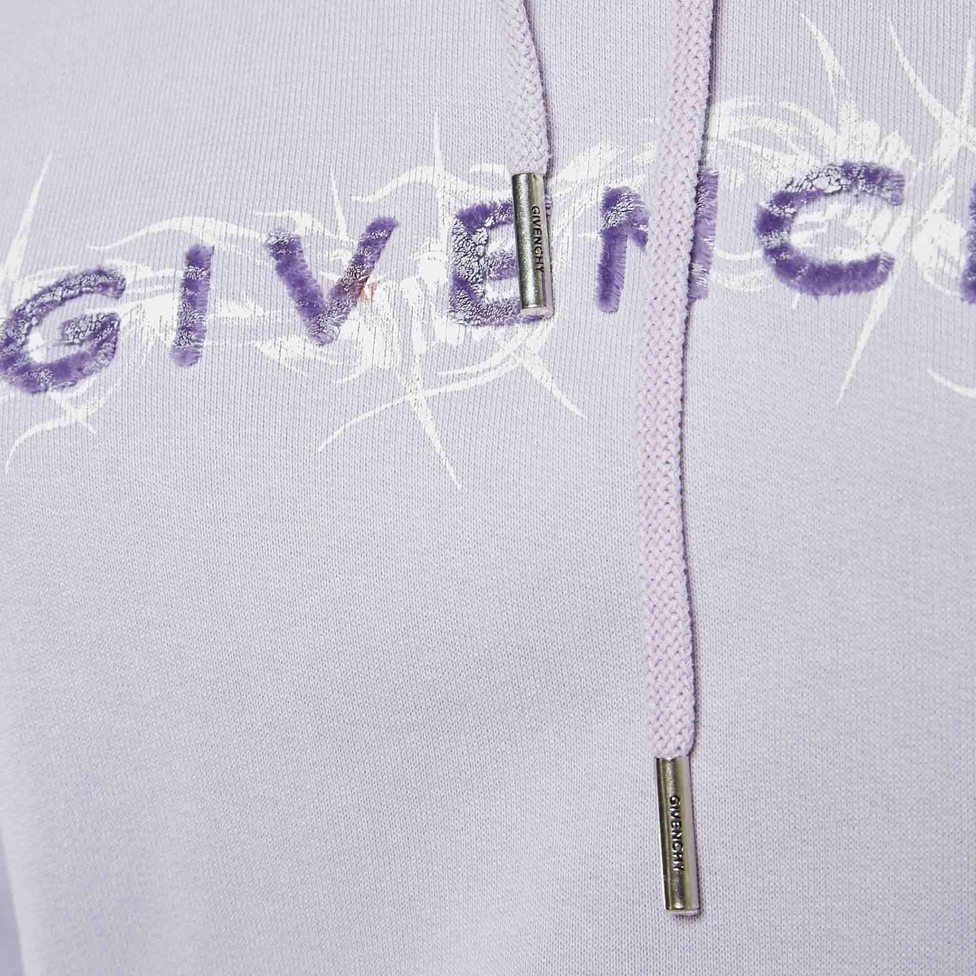 Conjunto de sudadera con capucha y pantalón de chándal Givenchy púrpura con logo de alambre de espino S Gris en venta