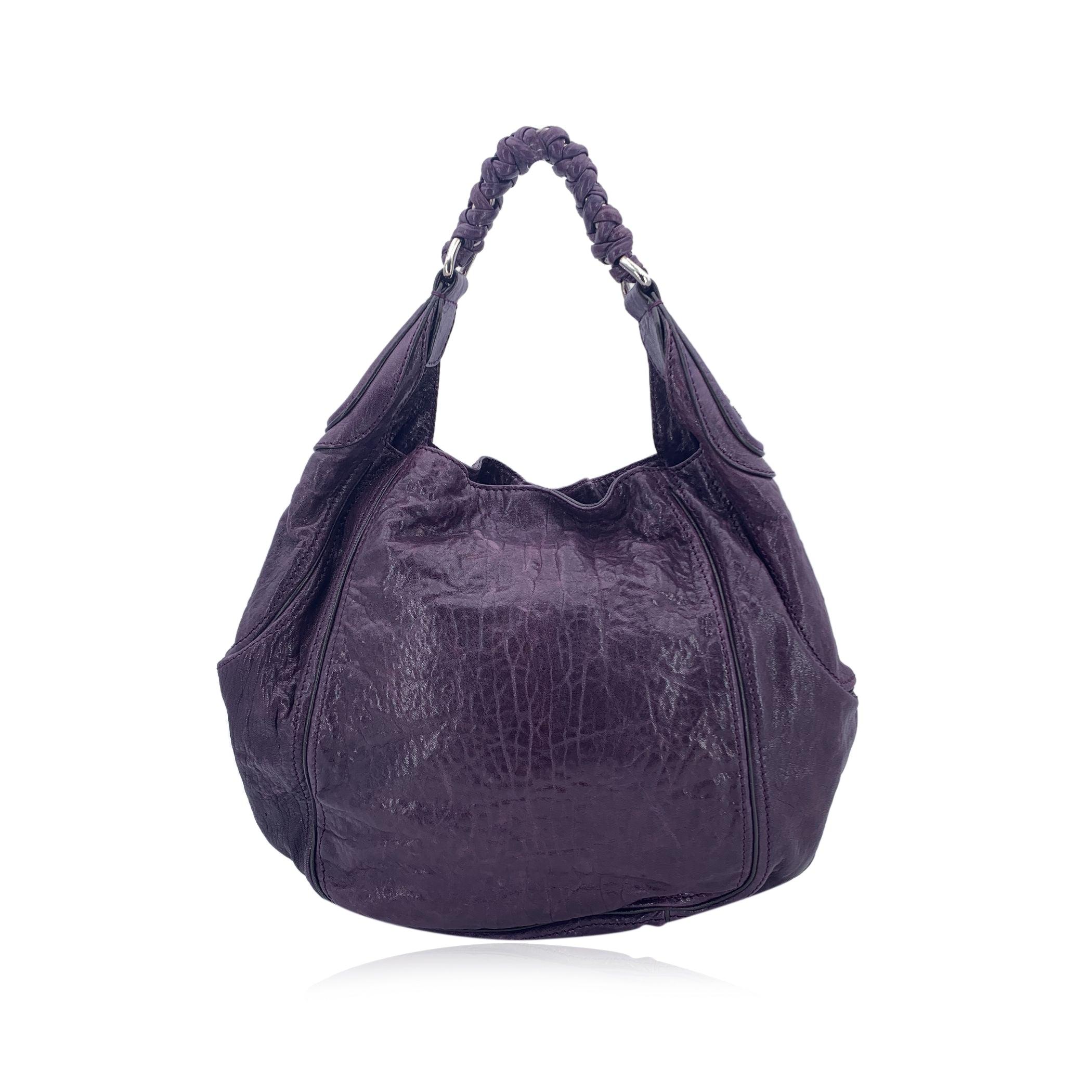 Black Givenchy Purple Distressed Leather Eclipse Hobo Tote Shoulder Bag
