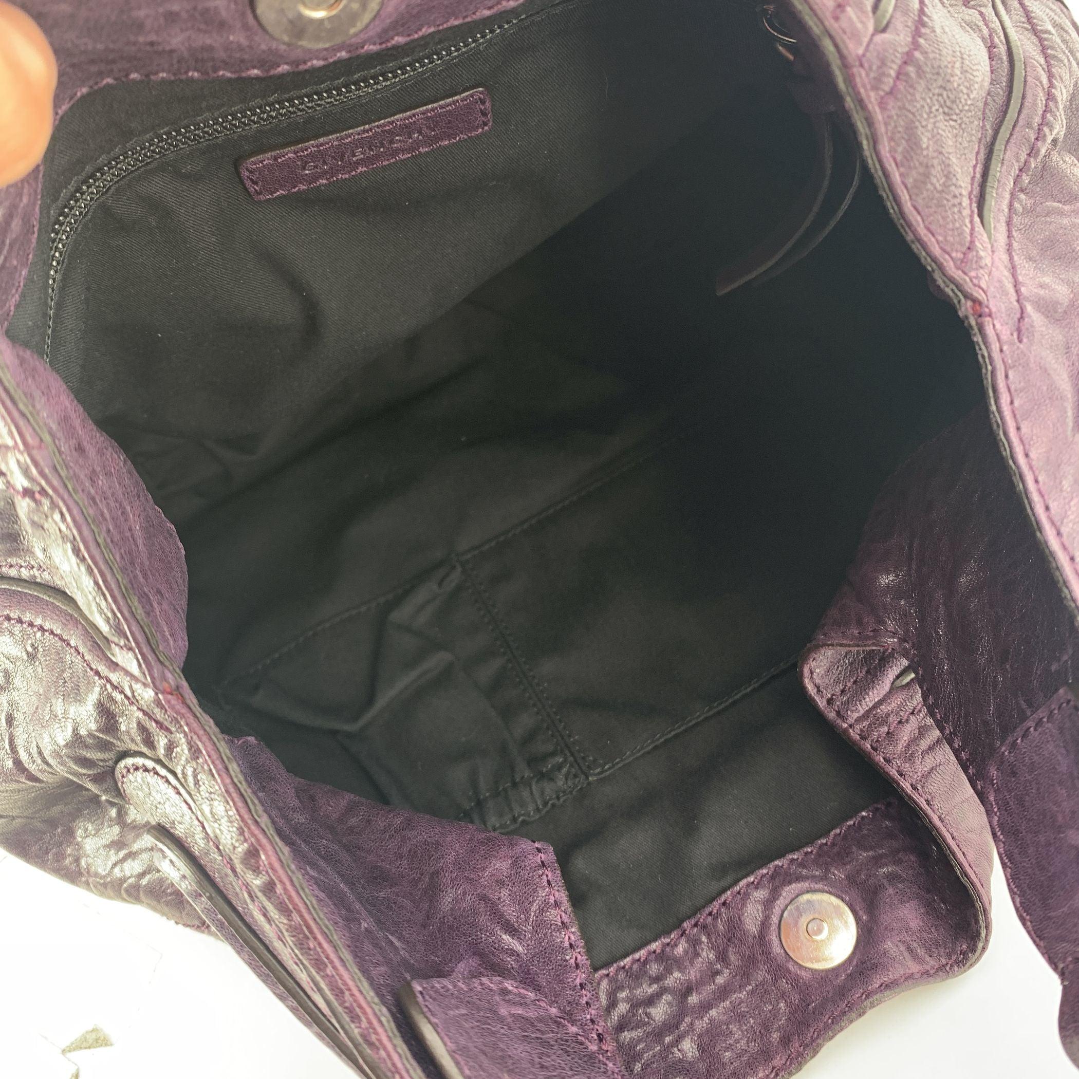 Givenchy Purple Distressed Leather Eclipse Hobo Tote Shoulder Bag In Good Condition In Rome, Rome