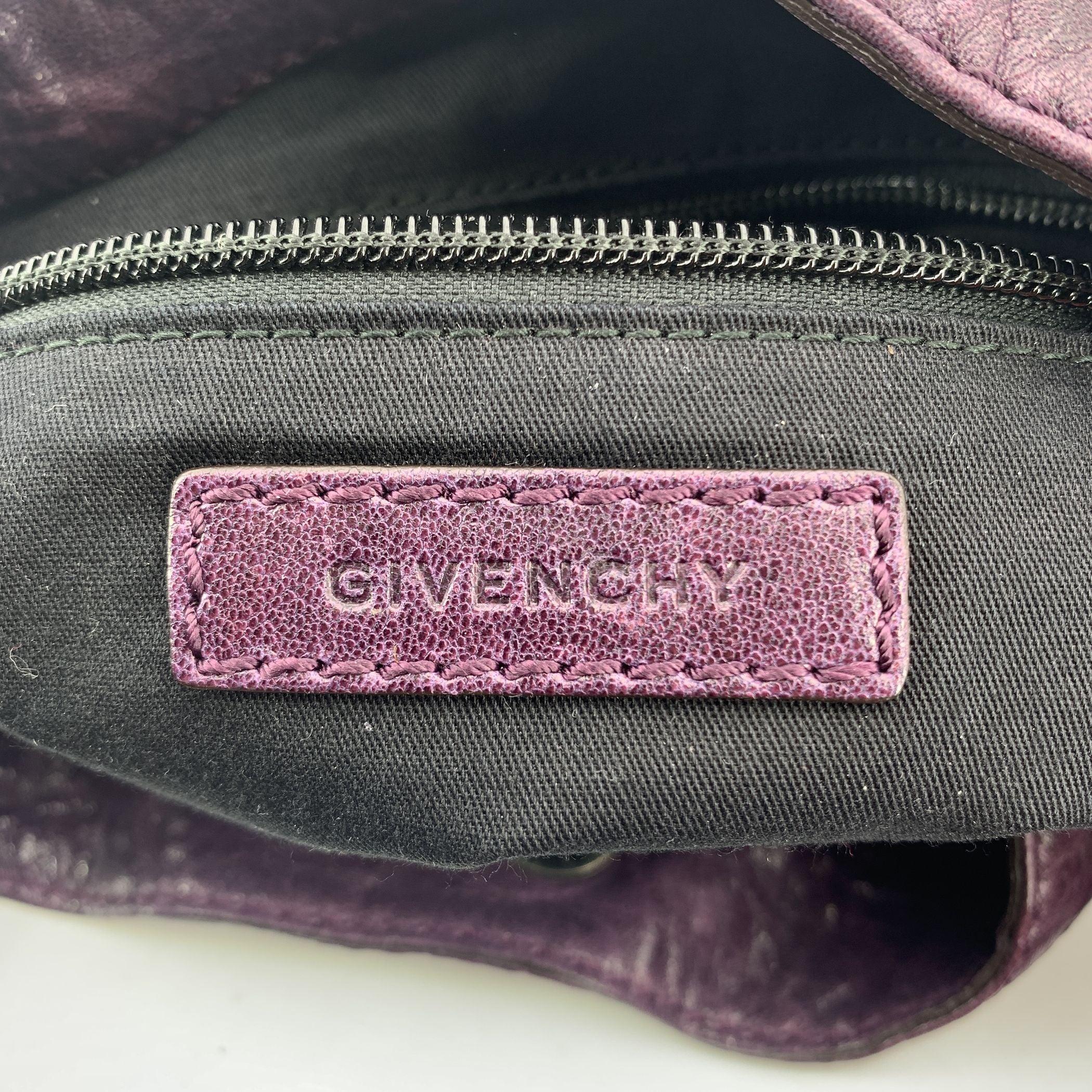 Women's Givenchy Purple Distressed Leather Eclipse Hobo Tote Shoulder Bag