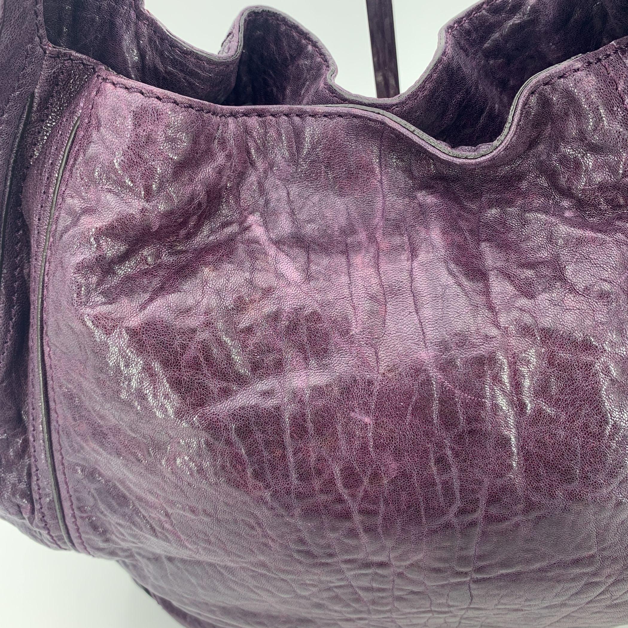 Givenchy Purple Distressed Leather Eclipse Hobo Tote Shoulder Bag 3