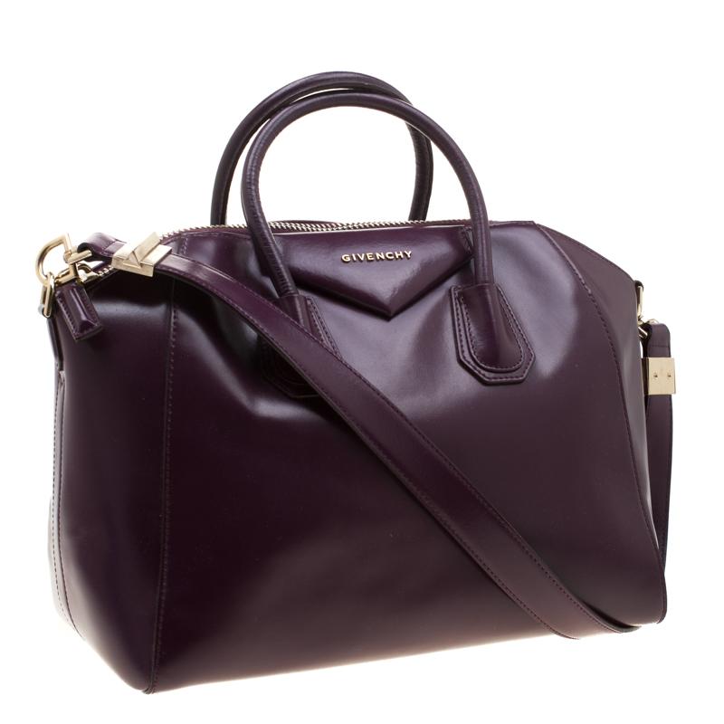 Black Givenchy Purple Leather Antigona Satchel