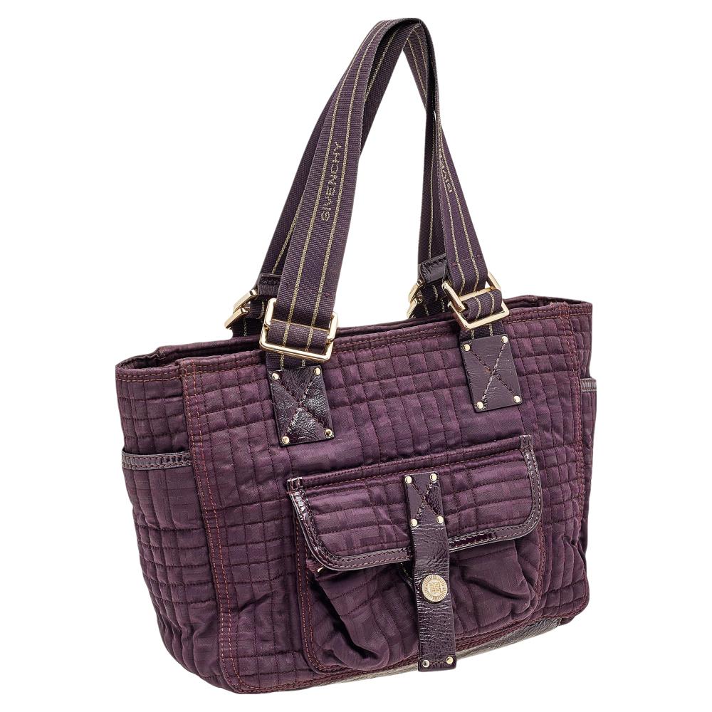 Black Givenchy Purple Signature Fabric And Patent Leather Tote For Sale