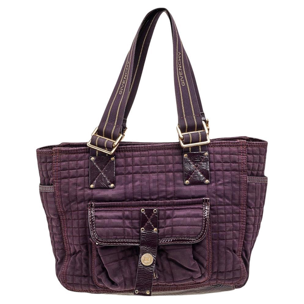 Givenchy Purple Signature Fabric And Patent Leather Tote For Sale