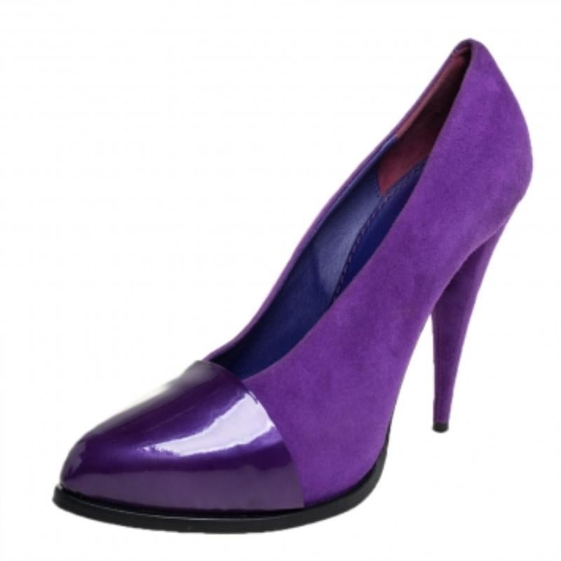 Women's Givenchy Purple Suede And Patent Leather Cap Toe Pumps Size 39 For Sale