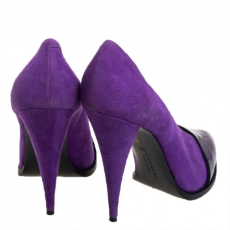 Givenchy Purple Suede And Patent Leather Cap Toe Pumps Size 39 For Sale 2